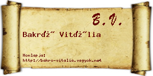 Bakró Vitália névjegykártya